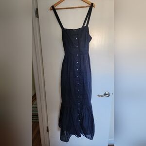 Navy Banana Republic Chambray Maxi Dress